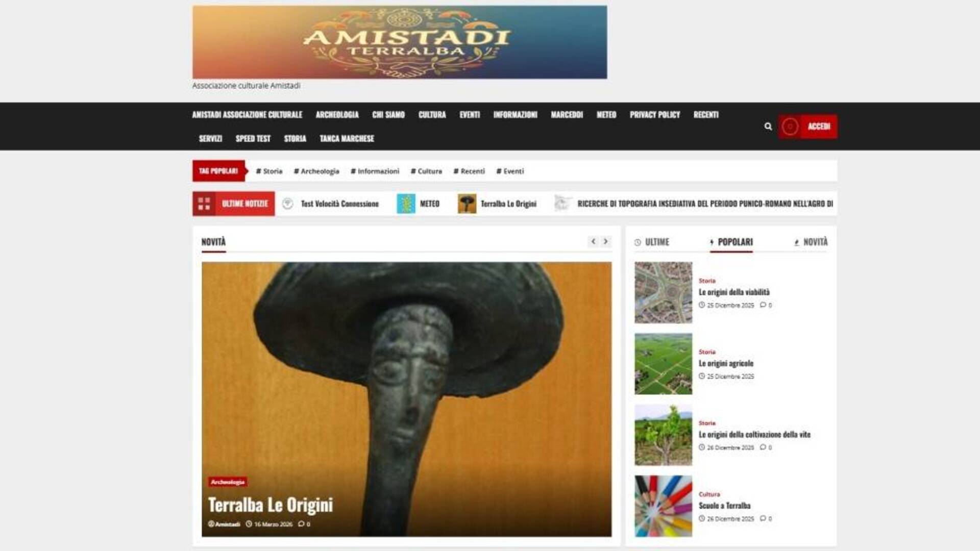 L’associazione Amistàdi sbarca sul web con un sito dedicato alla storia di Terralba