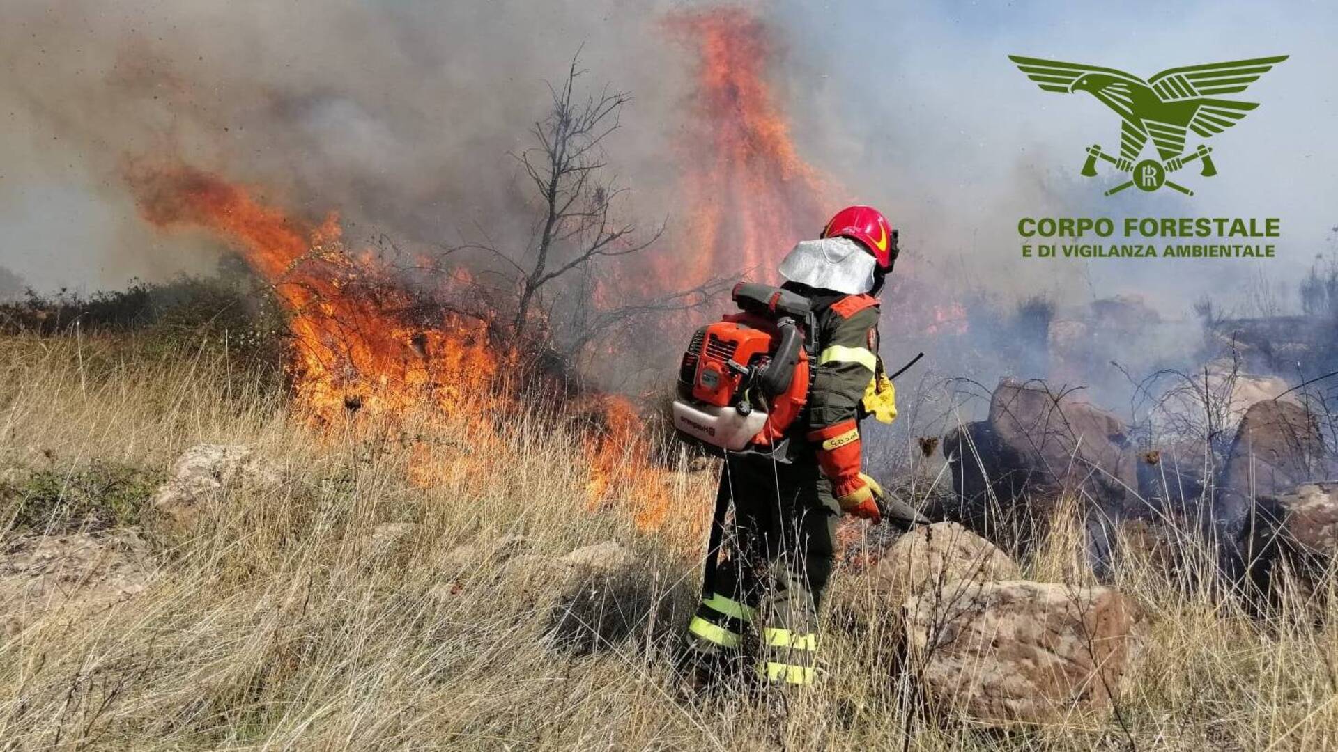 Elicottero in volo per un incendio nelle campagne