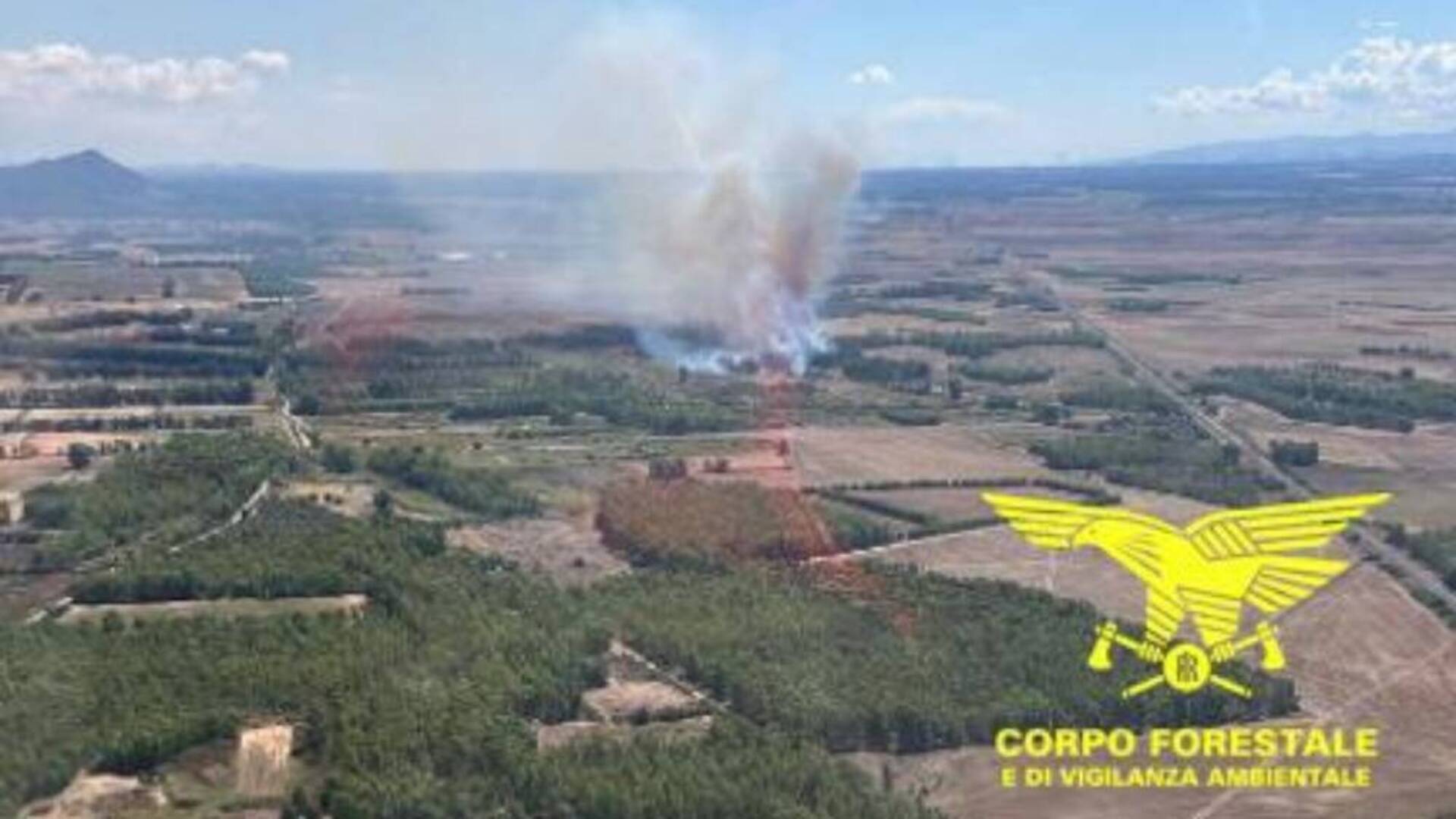 Incendio nelle campagne di Pabillonis, impiegato un elicottero